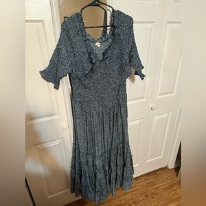 Orange Creek Blue Smocked Maxi Dress